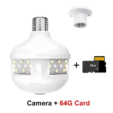 4MP WIFI E27 Bulb V380 Pro Security Camera Full Color Night Vision Two-Way Voice Wireless Auto Tracking Fisheye WiFi Camera